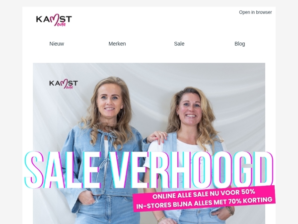 ALLE SALE ONLINE 50%: IN-STORE BIJNA ALLES 70%