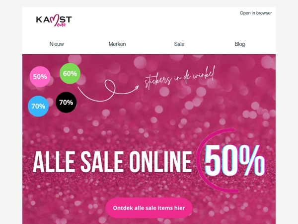 SALE: bijna alle sale online nu 50%
