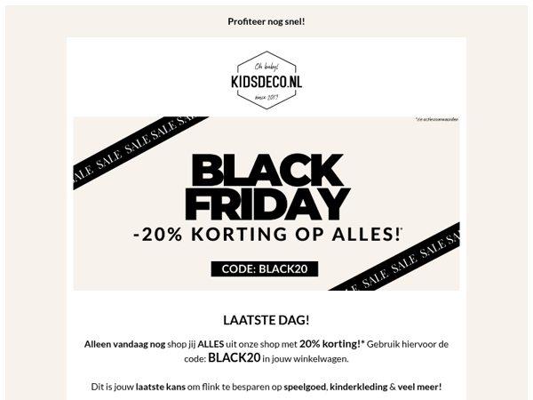 LAATSTE DAG // 20% korting op alles ! 😱