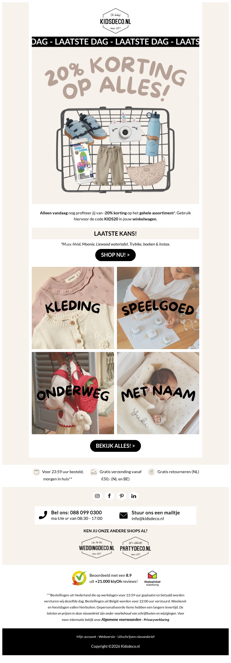 Laatste kans > 20% korting op ALLES! 😱 Laatste kans > 20% korting op ALLES! 😱