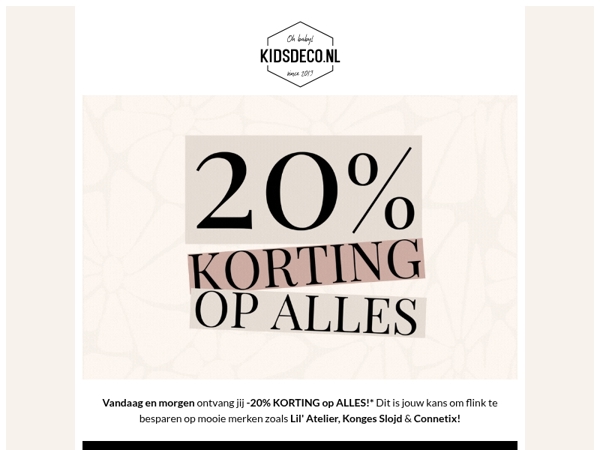 Psst.. 20% korting op ALLES! 😱