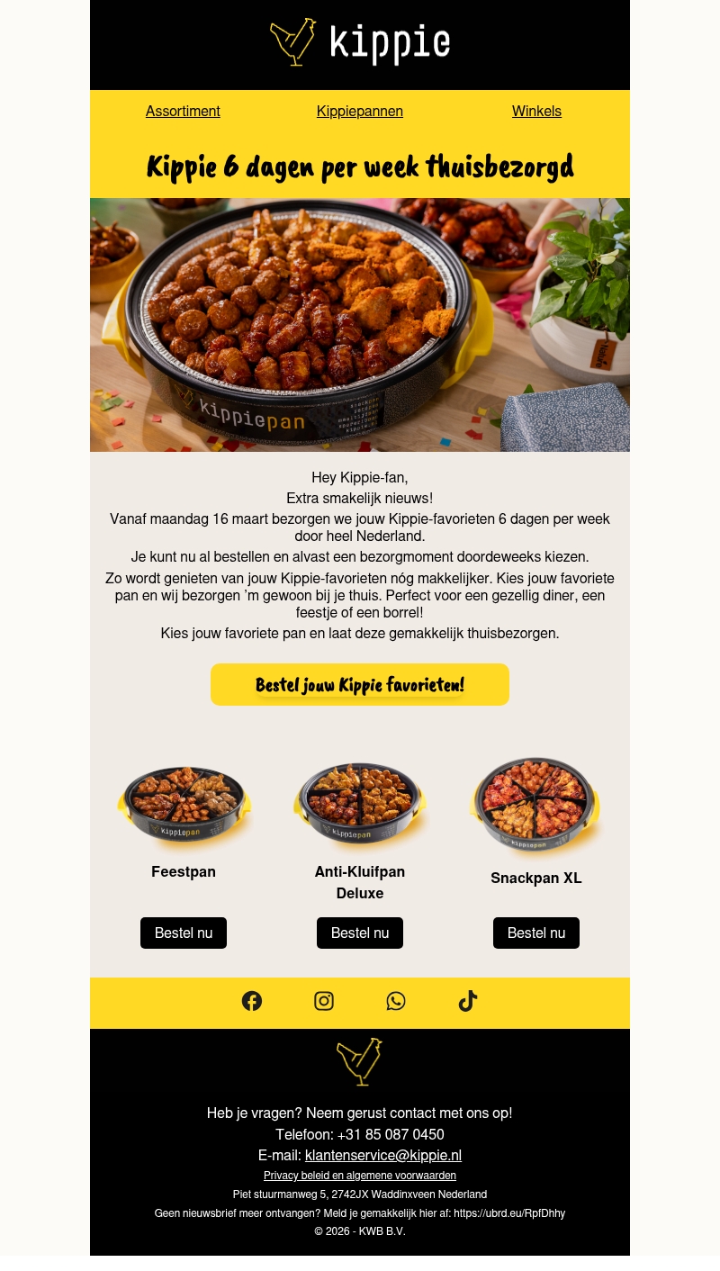 Kippie breidt bezorging uit naar 6 dagen per week π Kippie breidt bezorging uit naar 6 dagen per week π