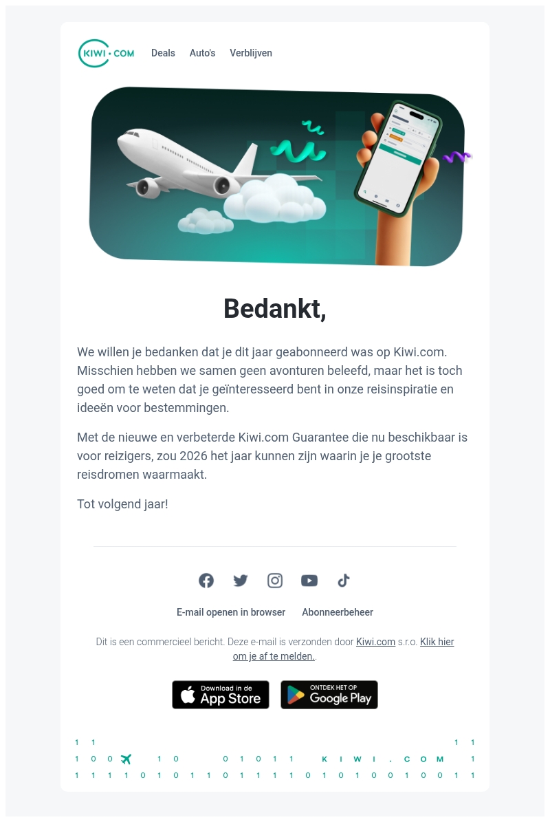 Van Kiwi.com aan jou: bedankt Van Kiwi.com aan jou: bedankt
