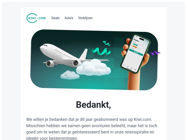 Van Kiwi.com aan jou: bedankt