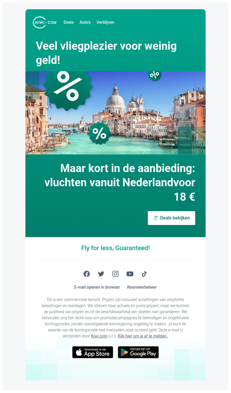 Vluchten voor 18 € vanuit Nederland in onze flashsale Vluchten voor 18 € vanuit Nederland in onze flashsale