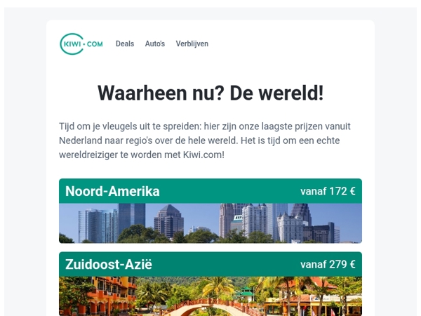 Reis verder voor minder! Vluchten vanuit Nederland naar plaatsen in Noord-Amerika beginnen op Kiwi.com al vanaf 172 €