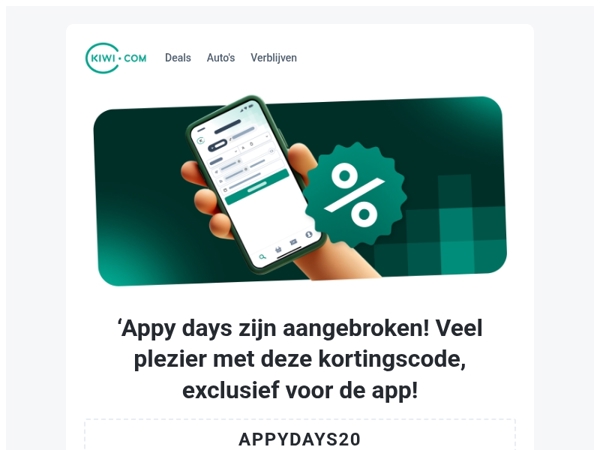 Hallo… ‘appy days zijn aangebroken! Alsjeblieft, 20 € korting!