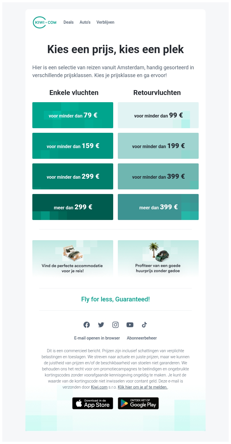 Vluchten vanuit Amsterdam zijn er al voor minder dan 79 €! Vluchten vanuit Amsterdam zijn er al voor minder dan 79 €!