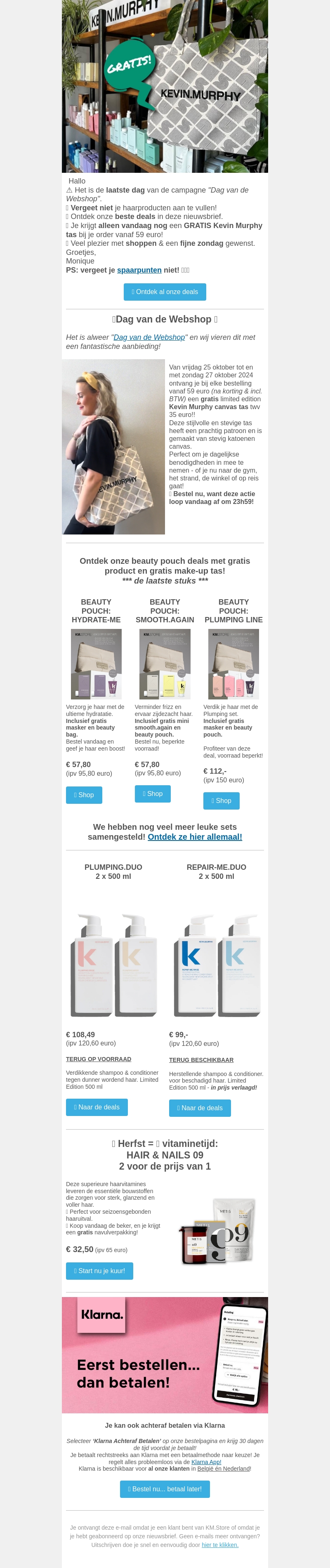 ⚠️ Vergeet je gratis Kevin Murphy tas niet ... ⚠️ Vergeet je gratis Kevin Murphy tas niet ...