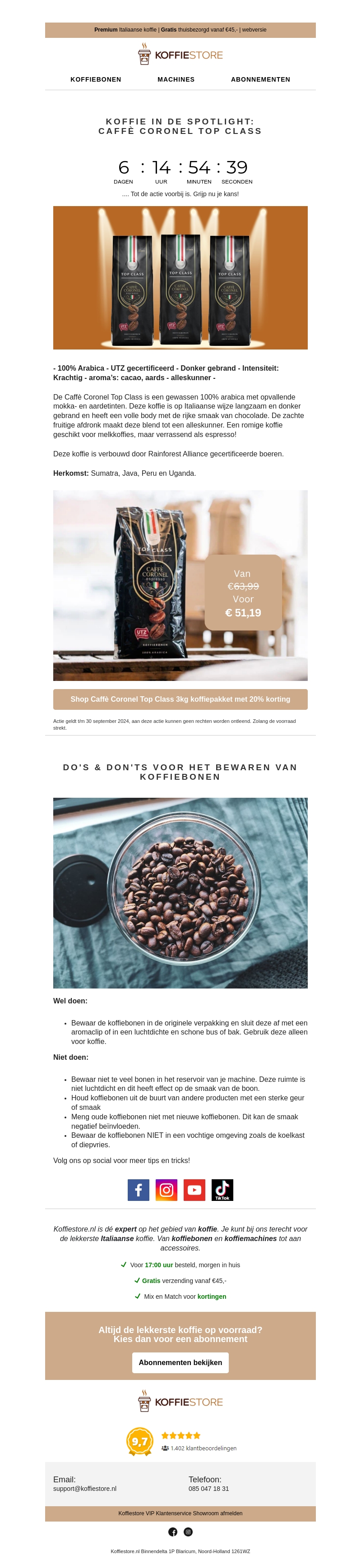 Korting op 3kg Caffe Coronel Top Class koffiepakket☕ Korting op 3kg Caffe Coronel Top Class koffiepakket☕