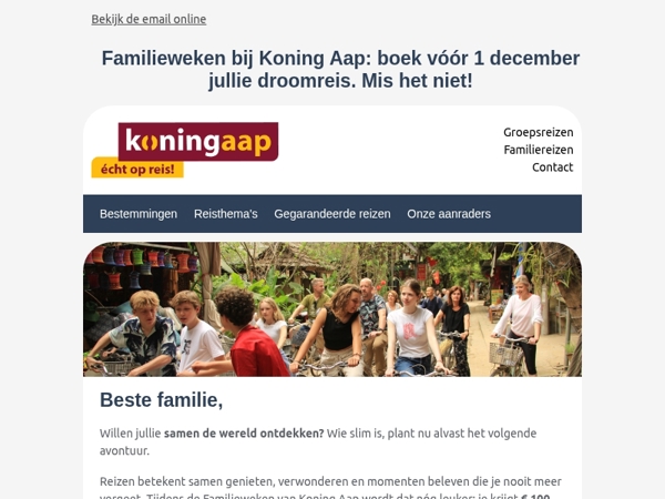 Samen herinneringen maken – nú met maar liefst € 100,- korting per persoon!