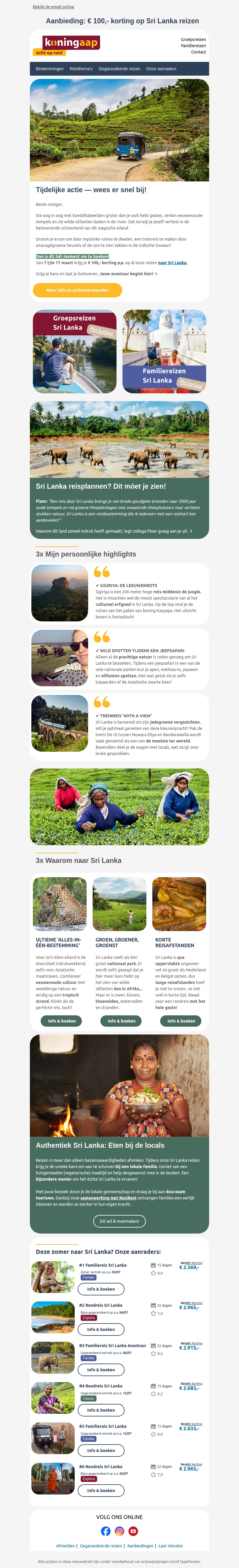 Betoverend Sri Lanka – Nu met € 100,- korting per persoon! Betoverend Sri Lanka – Nu met € 100,- korting per persoon!