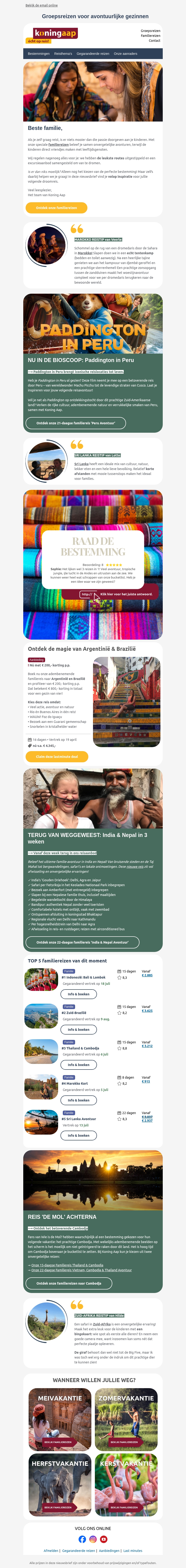 Onze familiereizen in de kijker Onze familiereizen in de kijker