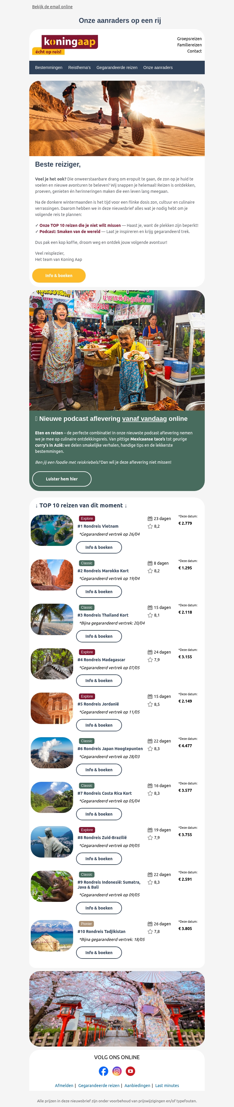 Weg = Weg! Pak je kans op deze populaire groepsreizen Weg = Weg! Pak je kans op deze populaire groepsreizen