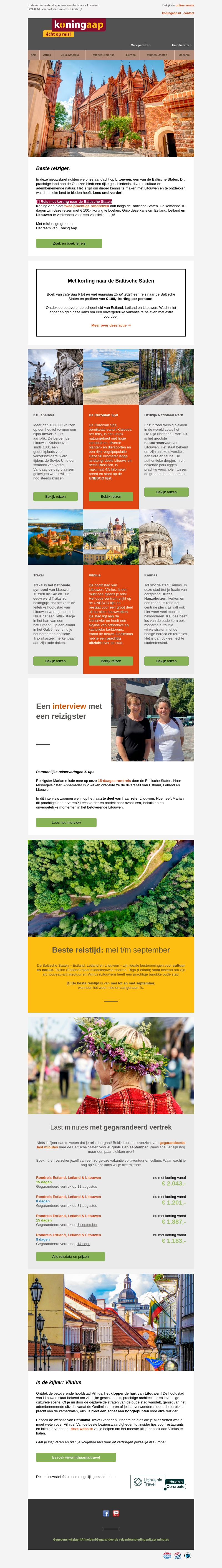 Reis met € 100,- korting naar de Baltische Staten Reis met € 100,- korting naar de Baltische Staten