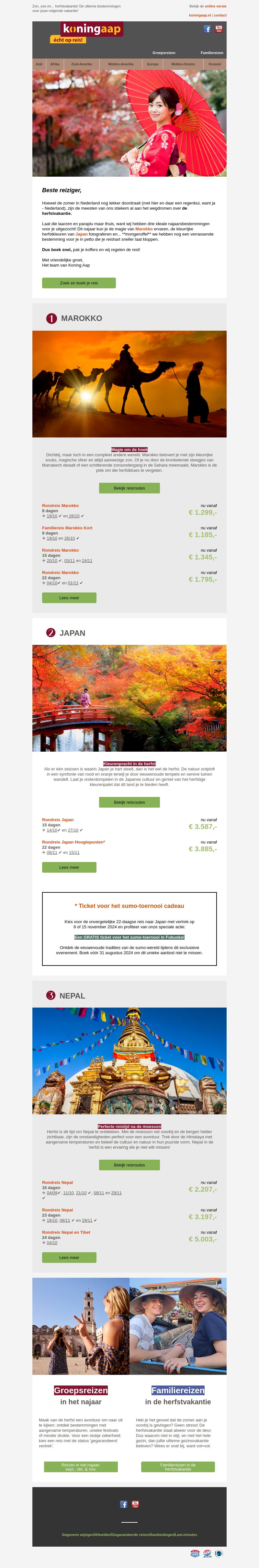 TOP 3 najaarsbestemmingen TOP 3 najaarsbestemmingen