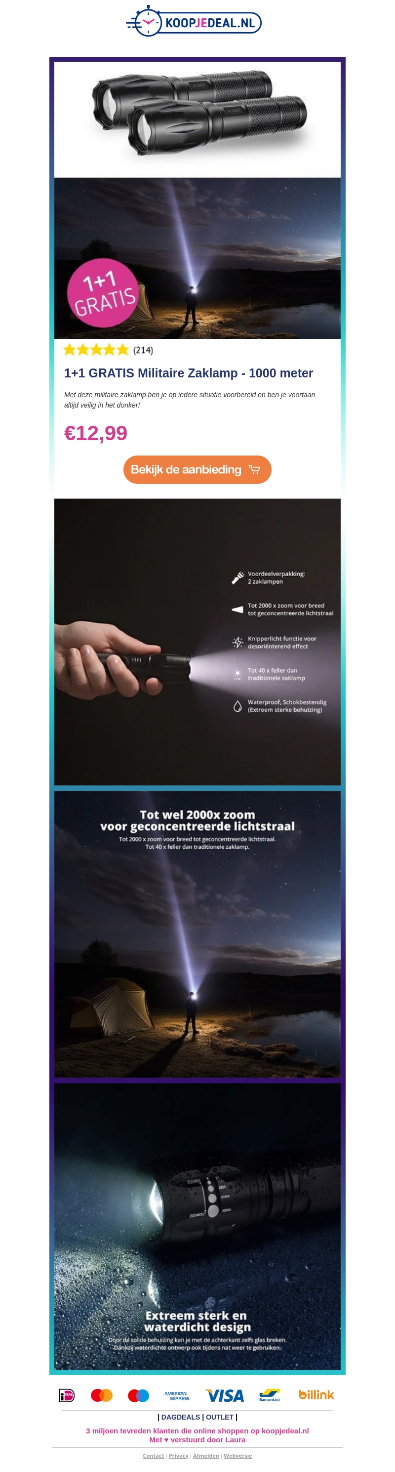 1+1 GRATIS: Militaire Zaklamp - 1000 meter π¦ 1+1 GRATIS: Militaire Zaklamp - 1000 meter π¦