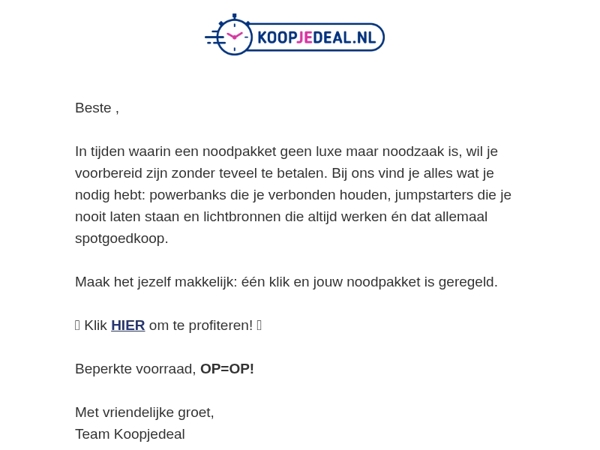 Maak jouw noodpakket compleet