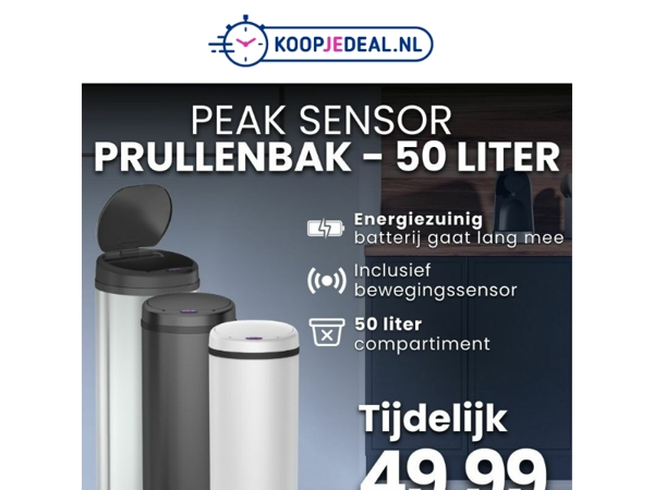 Prullenbak 50 Liter tijdelijk 49,99 🗑️