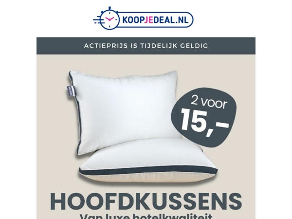 Nieuw: 2 Hotelkussens voor 15,- 🤯
