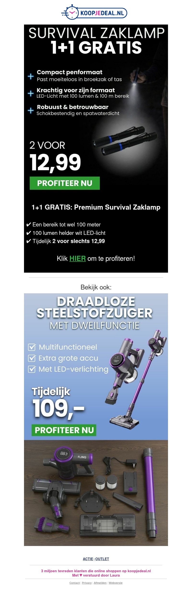 1+1 Gratis: Survival Zaklamp 🔦 1+1 Gratis: Survival Zaklamp 🔦