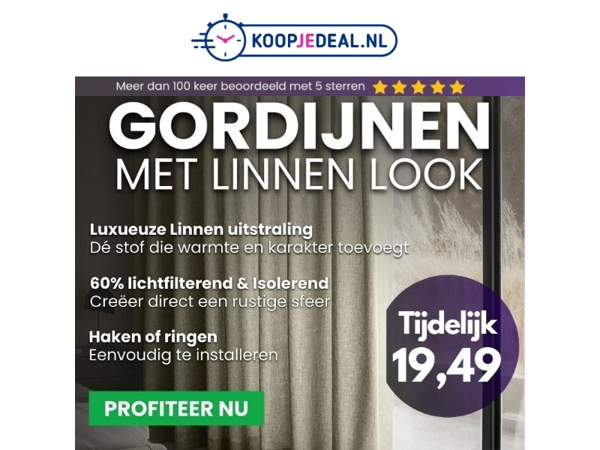 Gordijnen met Linnen Look nu 19,49 💥