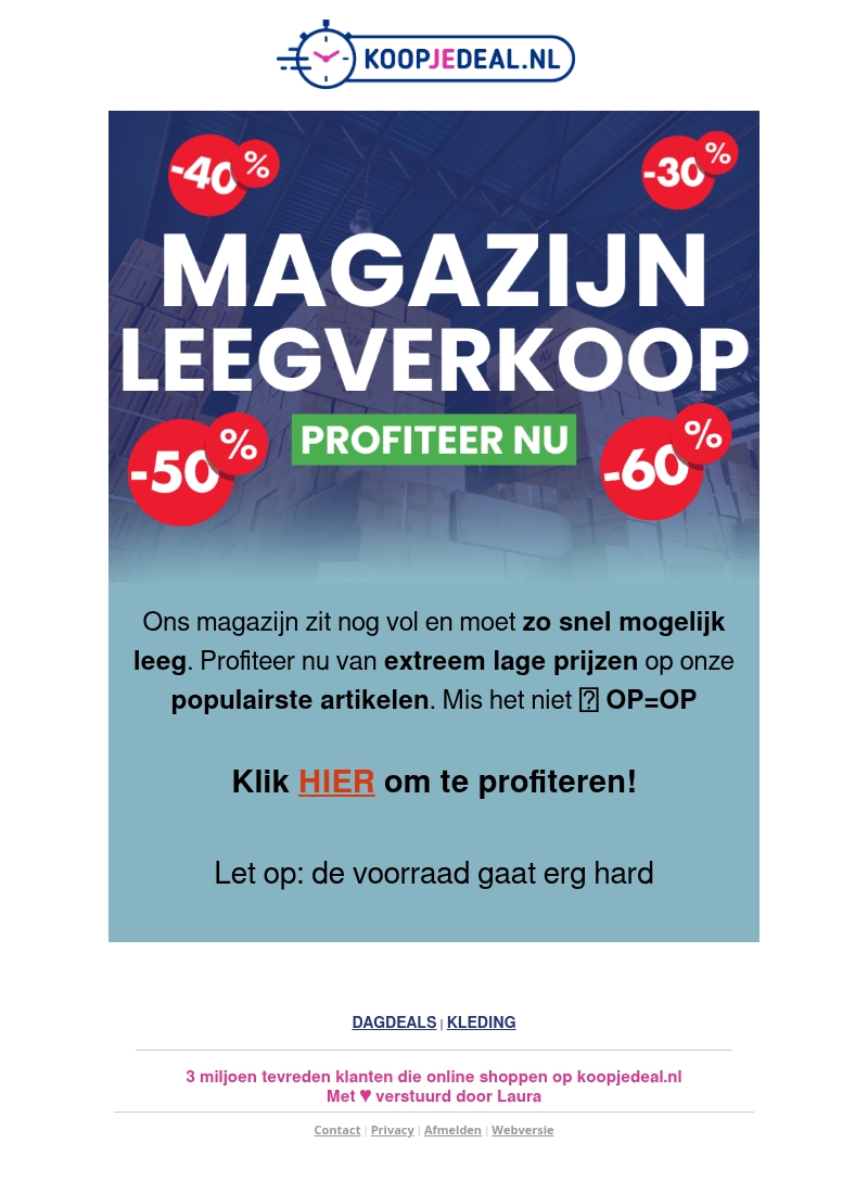 Mega Magazijn Leegverkoop! π¦ Mega Magazijn Leegverkoop! π¦