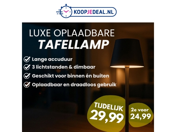 Oplaadbare Tafellamp nu 29,99 💡