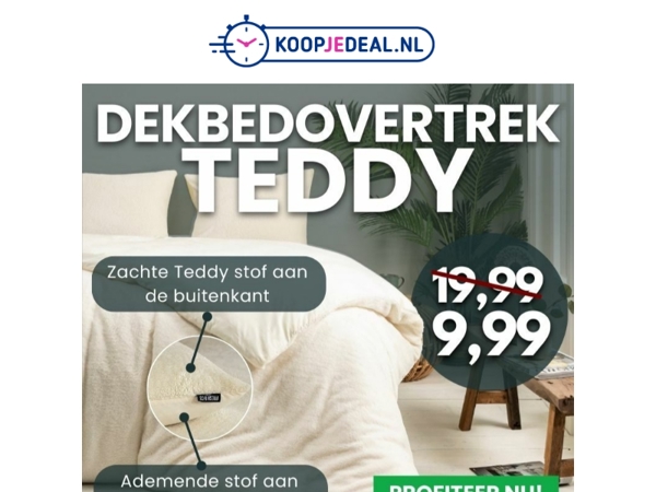 Dekbedovertrek Teddy nu 9,99 🧸 -70%