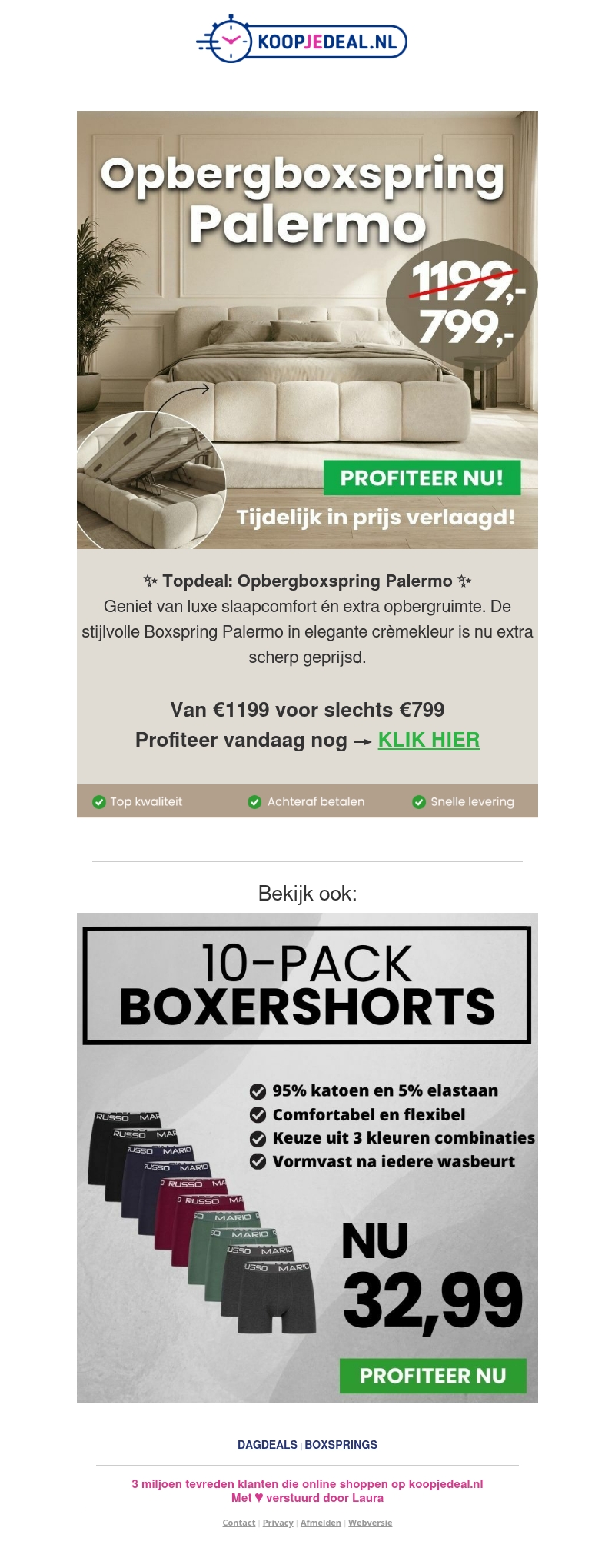 Opberg Boxspring Nú met €400 korting Opberg Boxspring Nú met €400 korting