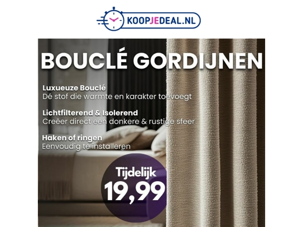 Luxe Bouclé Gordijnen nu 19,99 🤯