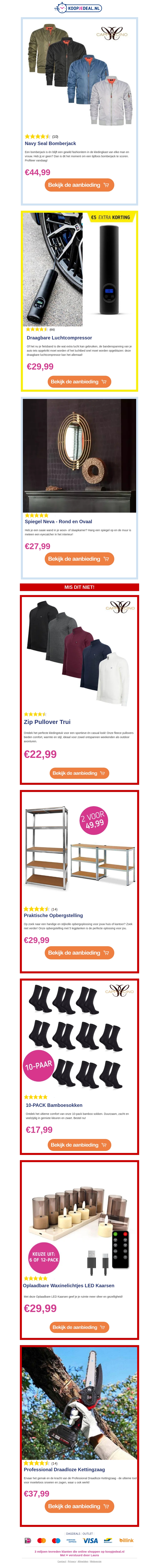 ACTIE: Herfst Bomberjack €44,99 🌦️ | Draagbare Luchtcompressor €29,99 💨 | Spiegel Neva €27,99 🪞 ACTIE: Herfst Bomberjack €44,99 🌦️ | Draagbare Luchtcompressor €29,99 💨 | Spiegel Neva €27,99 🪞