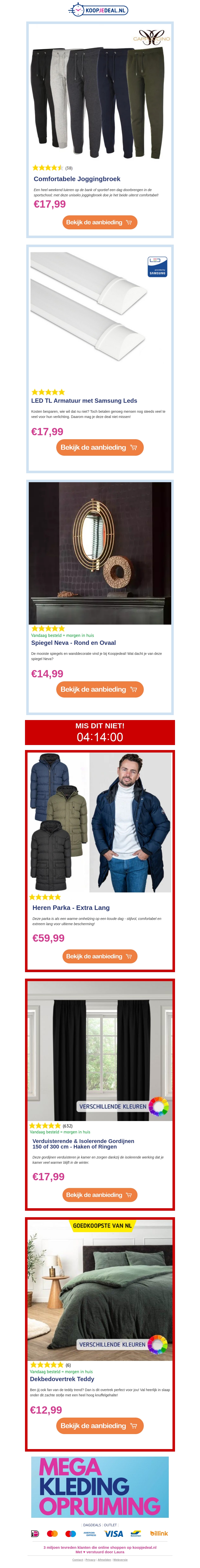 ACTIE: Joggingbroek β¬17,99 π| LED TL Armatuur β¬17,99 π‘| Spiegel Neva β¬14,99 πͺ ACTIE: Joggingbroek β¬17,99 π| LED TL Armatuur β¬17,99 π‘| Spiegel Neva β¬14,99 πͺ