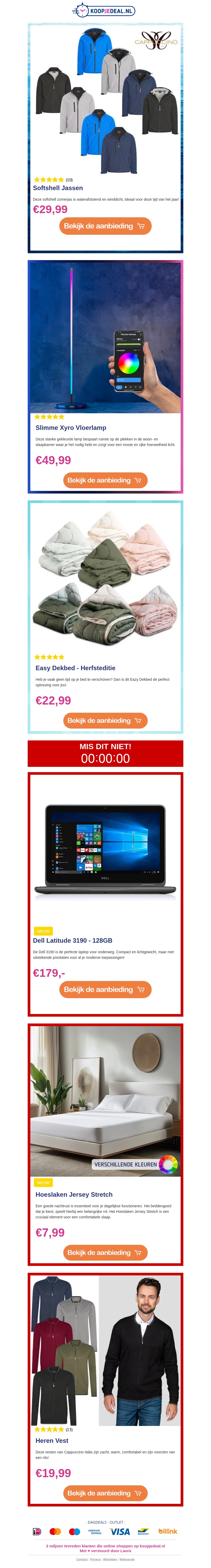 ACTIE: Softshell Jassen €29,99 ☔ | Slimme Vloerlamp €54,99 💡 | Easy Dekbed €22,99 🌜 ACTIE: Softshell Jassen €29,99 ☔ | Slimme Vloerlamp €54,99 💡 | Easy Dekbed €22,99 🌜