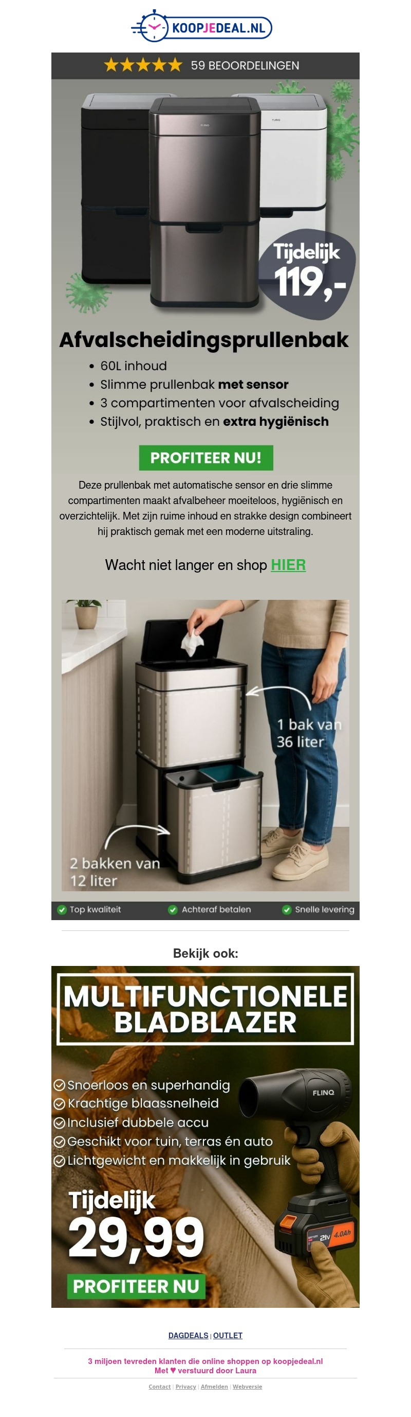 3-in-1 Sensorprullenbak 60L Nu 119,- 3-in-1 Sensorprullenbak 60L Nu 119,-