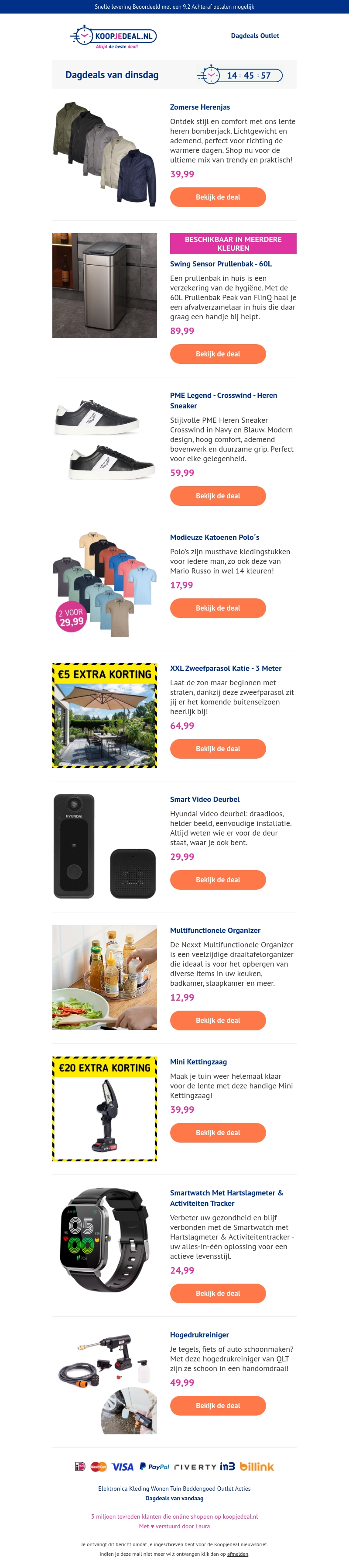 De beste deals voor, Speciaal voor jou geselecteerd!🫵🏼| Zomerse Herenjas voor €39,99 🌤️| Swing Sensor Prullenbak - 60L voor €89,99 🗑️ De beste deals voor, Speciaal voor jou geselecteerd!🫵🏼| Zomerse Herenjas voor €39,99 🌤️| Swing Sensor Prullenbak - 60L voor €89,99 🗑️