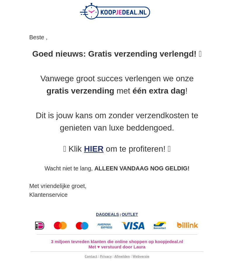 RE: Gratis verzending verlengd! đ RE: Gratis verzending verlengd! đ