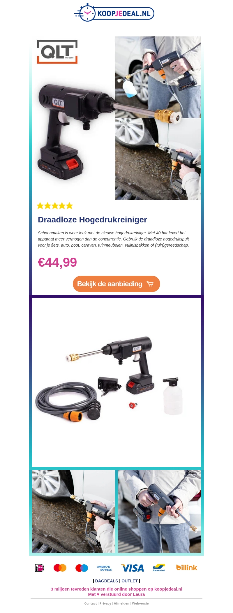Draadloze Hogedrukreiniger €44,99 💦 Draadloze Hogedrukreiniger €44,99 💦