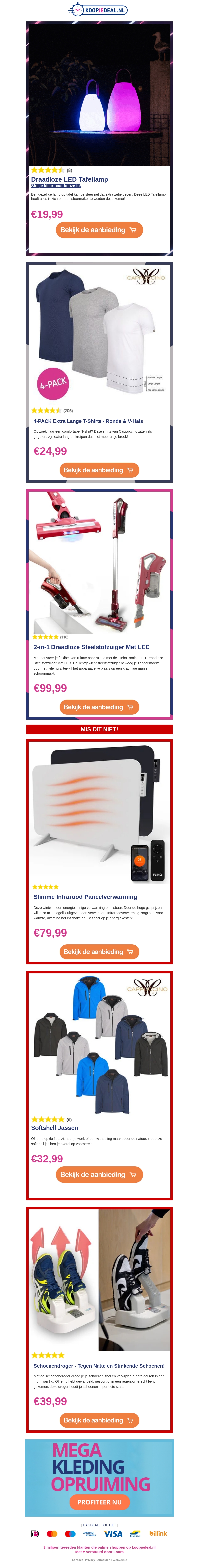 Draadloze LED Tafellamp β¬19,99 π‘| 4-PACK Extra Lange T-Shirts β¬24,99 π | 2-in-1 Draadloze Steelstofzuiger Met LED β¬99,99 π§½ Draadloze LED Tafellamp β¬19,99 π‘| 4-PACK Extra Lange T-Shirts β¬24,99 π | 2-in-1 Draadloze Steelstofzuiger Met LED β¬99,99 π§½