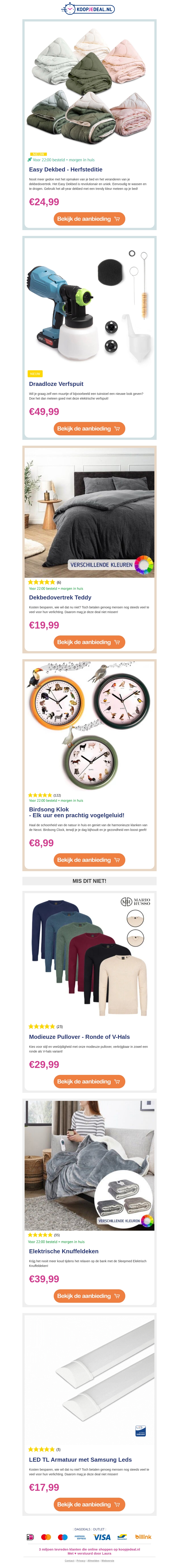 Easy Dekbed β¬24,99π€ / Draadloze Verfspuit β¬49,99π¨ /Dekbedovertrek Teddy β¬19,99ππ» / Birdsong Klok β¬8,99π¦ββ¬ Easy Dekbed β¬24,99π€ / Draadloze Verfspuit β¬49,99π¨ /Dekbedovertrek Teddy β¬19,99ππ» / Birdsong Klok β¬8,99π¦ββ¬