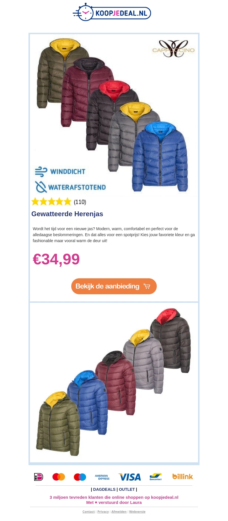 Gewatteerde Herenjas €34,99 🧥 NU Extra Voordelig! Gewatteerde Herenjas €34,99 🧥 NU Extra Voordelig!
