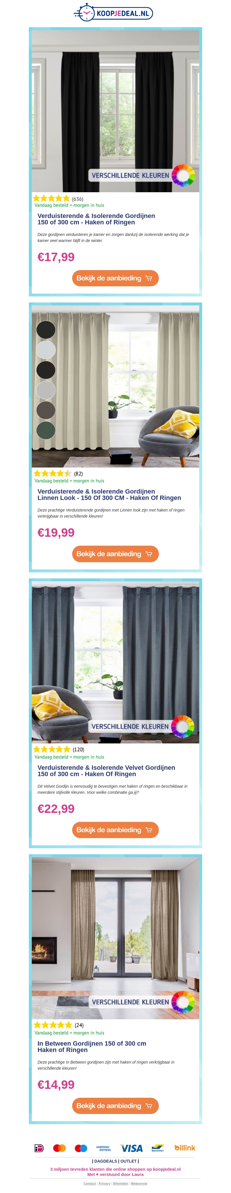 Gordijnen in de aanbieding! Vanaf €14,99 😳 Gordijnen in de aanbieding! Vanaf €14,99 😳
