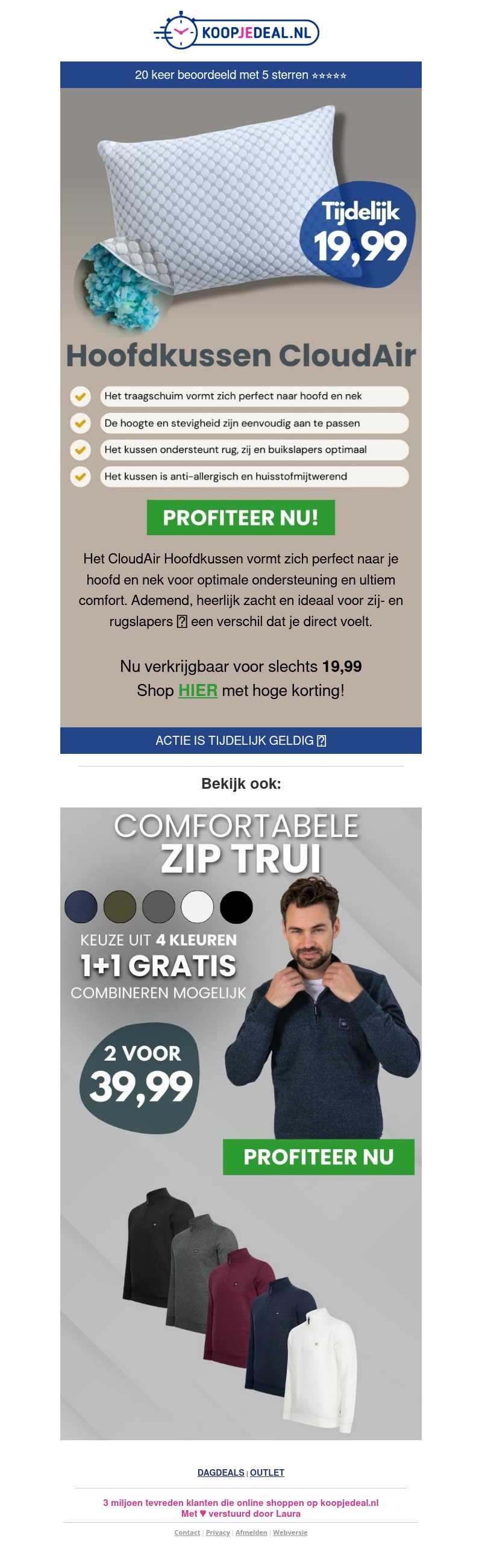 Hoofdkussen CloudAir Nu 19,99 ☁️ Hoofdkussen CloudAir Nu 19,99 ☁️