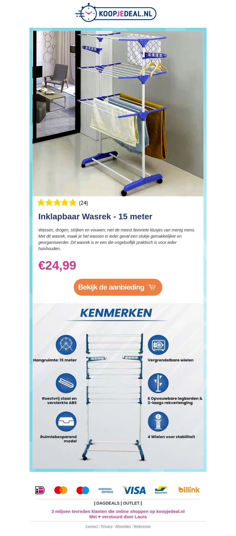 Inklapbaar Wasrek - 15M voor €24,99 🧺 Inklapbaar Wasrek - 15M voor €24,99 🧺