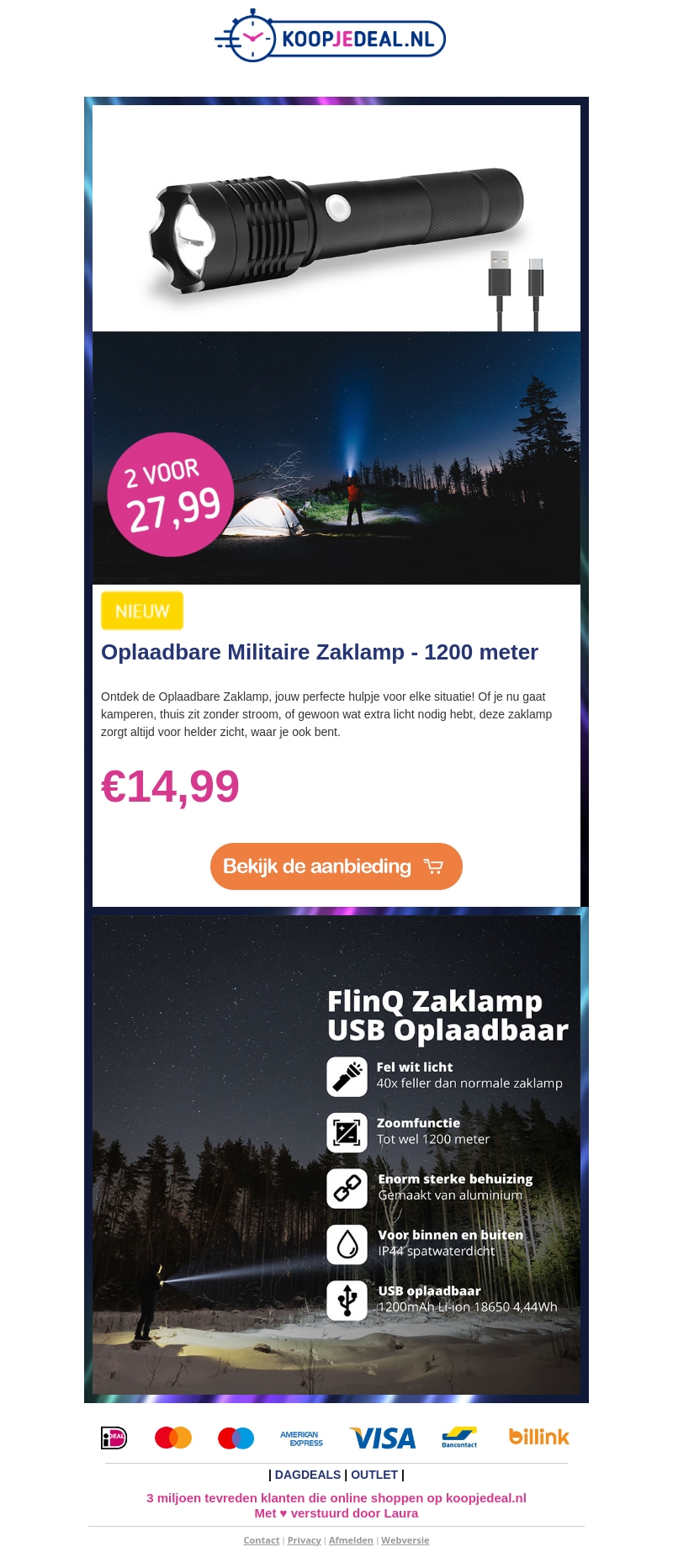 NIEUW: Oplaadbare Zaklamp 1200m 🔦 NIEUW: Oplaadbare Zaklamp 1200m 🔦