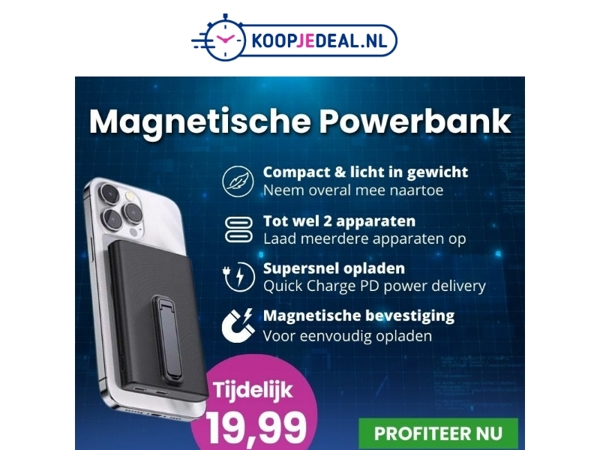 Draadloze Powerbank nu 19,99 ⚠️