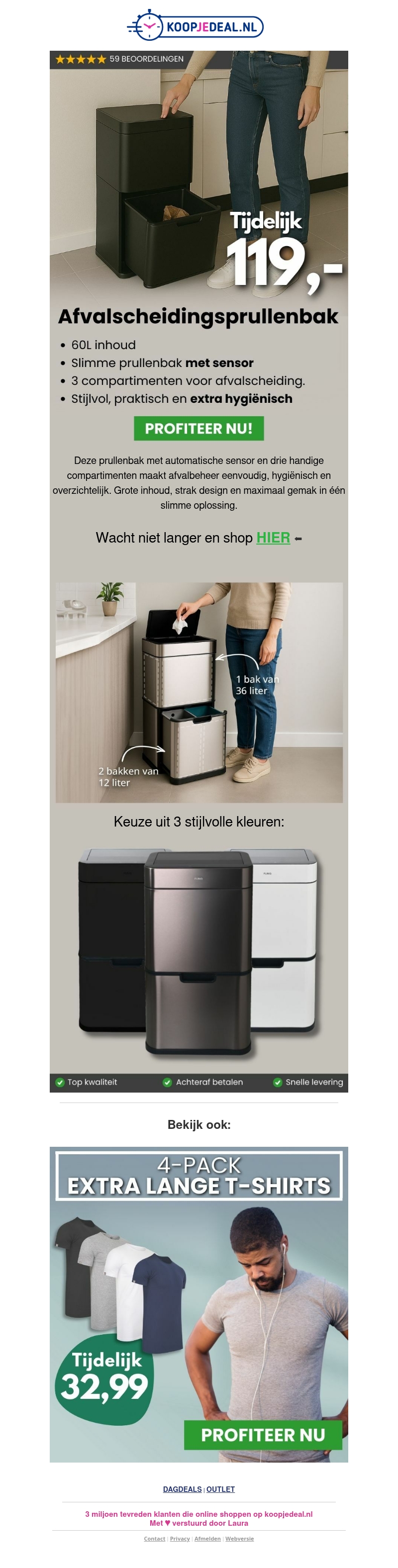Prullenbak 60 Liter tijdelijk 119,- 🗑️ Prullenbak 60 Liter tijdelijk 119,- 🗑️
