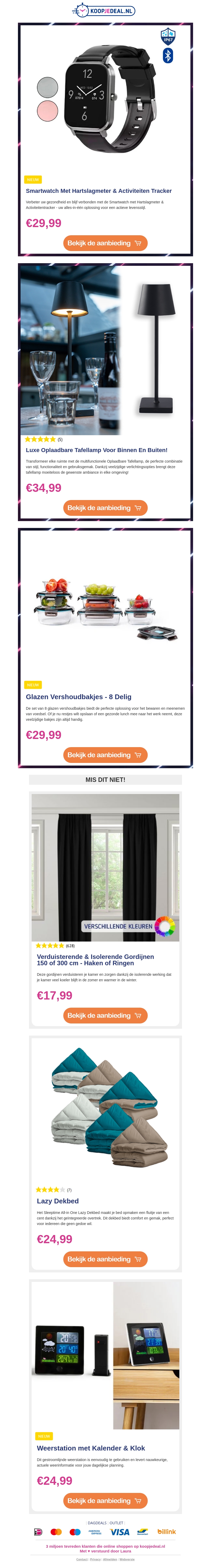 OP=OP: Smartwatch βππ»ββοΈ / Luxe Oplaadbare Tafellamp π‘ / Glazen Vershoudbakjes - 8 Delig π΄π« OP=OP: Smartwatch βππ»ββοΈ / Luxe Oplaadbare Tafellamp π‘ / Glazen Vershoudbakjes - 8 Delig π΄π«