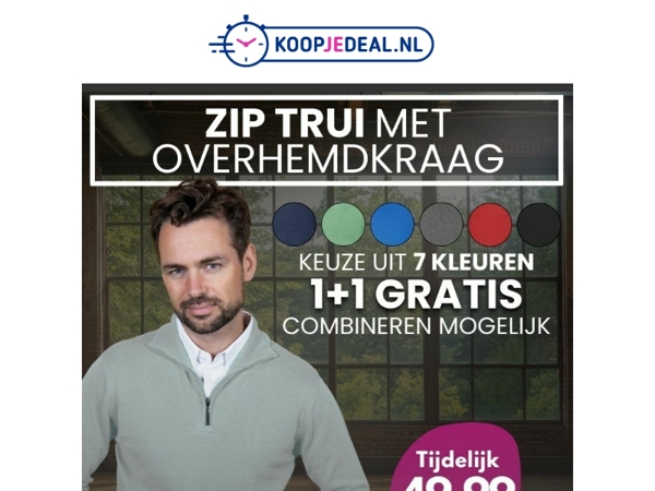 Zip Trui Overhemdkraag 1+1 GRATIS 🎉