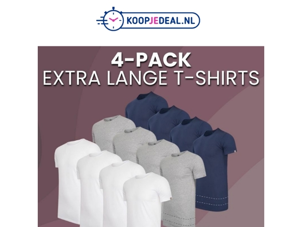 4 Extra Lange T-Shirts voor 32,99👕